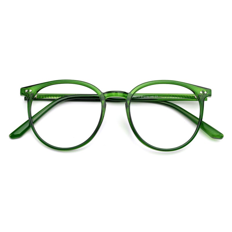 JFXQDR Blue Light Blocking Glasses for Women and Men Round Frame Computer Gaming Anti Eyestrain UV Glare RF6213 Basil Green